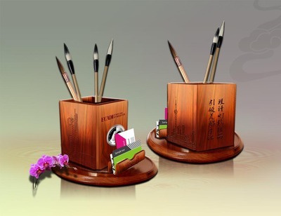 【木质笔筒摆件工艺品 周年庆纪念品礼品】价格,厂家,图片,木质、竹质工艺品,永银文化创意产业发展有限责任公司-